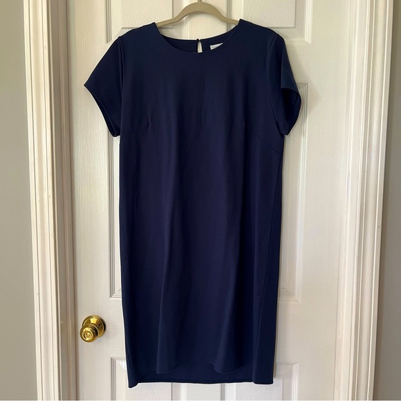 Cuyana Dresses & Skirts - Cuyana Navy Blue Shift Cap Sleeve‎ Career Dress Knee Length Womens Size Large